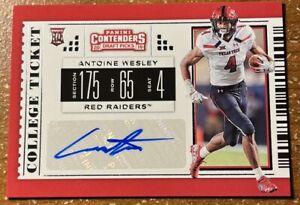 New Listing2019 Contenders Antoine Wesley Rookie Autograph Card #158 College Ticket Auto
