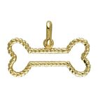 Ribbed Rope Dog Bone Charm in 14K Yellow Gold