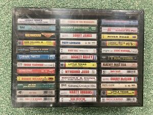 Lot Of 36 Used Country Cassette Tapes With Storage Case