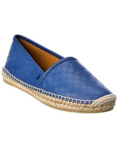Gucci Gg Leather Espadrille Women's Blue 37