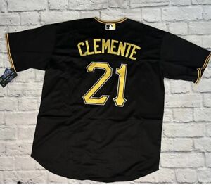 Roberto Clemente Jersey NWT Mens L Black Stitched Pittsburgh Pirates