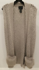 MAGASCHONI Gray Cashmere Faux Fur Long Vest Cardigan Sweater Size Large