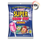 12x Bags Charms Assorted Flavors Super Blow Pops Lollipop Candy | 4 Pops Per Bag