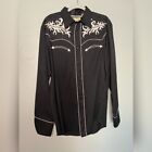 Roper old west classic rodeo men’s button down shirt size large. Black & Silver