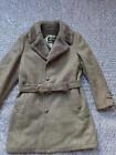 vintage TWEED donegal wool BELTED overcoat 38R green topcoat S mouton trench