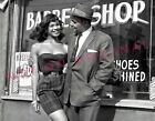 Vintage 1960's Photo Reprint of African American Black Man Woman at Barber Shop