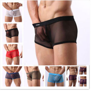 Sexy Men's See-through Boxer Briefs Sheer Mesh Pouch Underwear Panties Lingerie