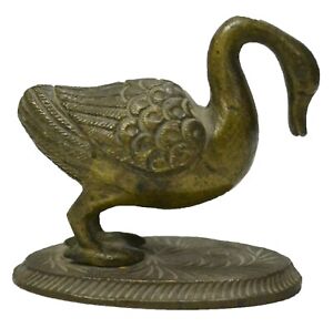 Antique Brass Paperweight Bronze Sculpture of a Bird or Swan Collectible India