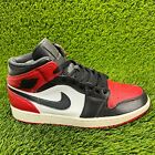 Nike Air Jordan 1 Mid Mens Size 9.5 Black Red Athletic Shoes Sneakers 554724-109