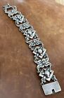 VINTAGE ANTIQUE TAXCO MEXICO “E&G” STERLING SILVER CHAIN LINK BRACELET 7.25” In