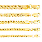10K Yellow Gold 2.5mm-5mm Round Wheat Palm Franco Spiga Chain Necklace 16