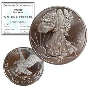 2023 1 Ounce OZ 999 Fine Solid USA American Liberty Eagle Coin Titanium Preci...