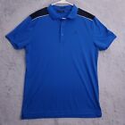 J Lindeberg Polo Shirt Mens Large Performance Golf Blue Black Logo Regular Fit L