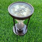 Nautical Vintage Brass Sand Timer Antique Maritime Hourglass with Compass gift