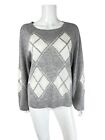 Magaschoni  Pullover Sweater 100% Cashmere Gray Argyle Pattern XL NWT $275