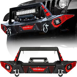 Front Bumper for 2007-2018 Jeep Wrangler JK Unlimited w/ Led Lights & D-Rings (For: Jeep)