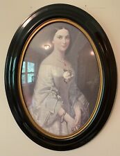 Erich Correns “Southern Belle” 1855 Lithograph in Black Lacquered Oval Frame