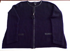Tahari Merino Wool Blend Black/Navy Woman's Zip-Up Cardigan Sweater 3X Nice Trim
