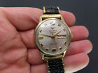 Vtg Mens Wittnauer Geneve Automatic Wristwatch, Day/Date, 10K RGP, Runs