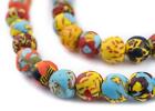 House Medley Round Fused Recycled Glass Beads 14mm Ghana African Multicolor