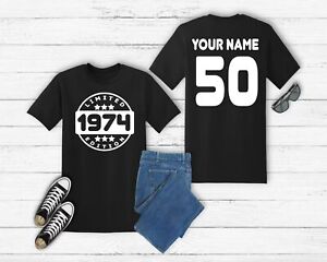 50th Birthday T-Shirt Personalised Limited Edition 1974 Custom Name 50 Men Women