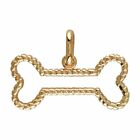 Ribbed Rope Dog Bone Charm in 14K Pink Gold