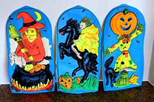 VTG 1970/80s Artform Halloween Vacuform Diecut Decorations Lot of 3 Horse Witch