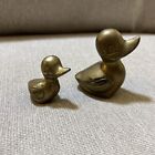 Set Of Vintage Solid Brass Duck  Figurines Lot Of TWO - Patina Paperweight