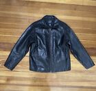 GAP Black Leather Zip Jacket Size Small Vintage Y2K Quilted Lining BOXY LOOK