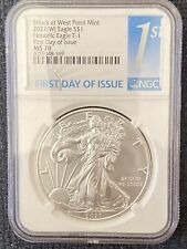 2021 W T1 Silver Eagle NGC MS70 First Day Of Issue