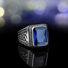Solid 925 Sterling Silver Handmade Jewelry Sapphire Men's Ring All Size