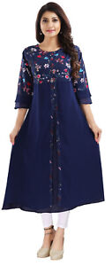 SC2201 Polyester Top Blue Kurtis for Women Ethnic Kurti Tunic Kurta Shirt Dress