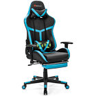 Massage Gaming Chair Reclining Racing Chair with Lumbar Support &Footrest Blue