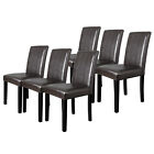 Set of 6 Dining Room Brown Parson Chairs Kitchen Elegant  Leather Design Formal