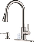 Touchless Kitchen Sink Faucet with Soap Dispenser and Pull down Sprayer Stainles