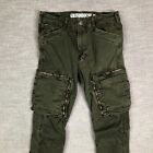 Grindhouse Cargo Pants Mens 28x31 Green Slim Stretch Twill Zip Pocket Tag 30