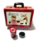 Porcelain Hinged Trinket Box Lunchbox w/ Thermos & Cookie