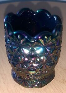 Vintage Fenton Toothpick Holder Iridescent Carnival Glass Rainbow