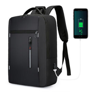 Men Women Laptop Backpack Travel Business Shool Book Bag w/USB Port Black