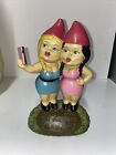 Two Voluptuous Sexy Girls Sisters Garden Gnomes Taking A Selfie Statue Figurine
