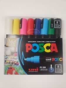 uni POSCA PC-5M, Water-Based Paint Markers (8 Pack) - Factory Sealed