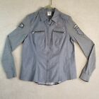 Harley Davidson Womens Large Military Style Button Up Blouse Biker Grunge