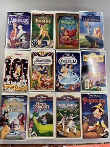 Vintage Walt Disney VHS Lot Of 12 Masterpiece Collection Animated Movies Tested