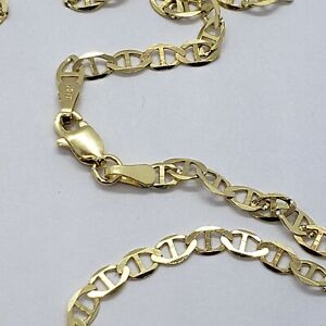 10K Solid Yellow Gold Mariner Anchor Link Chain Necklace 3mm Men Women 16