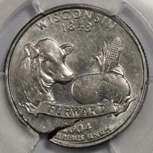 2004 D PCGS Struck On Defective Cracked Planchet Wisconsin Quarter Mint Error