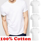 Men 100% Heavy Cotton Crew Neck T Shirt Solid White Short Sleeve Tee S-4XL lot
