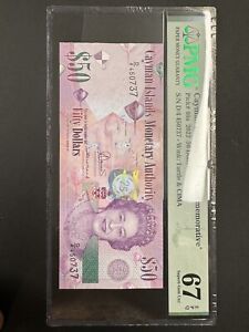 PMG 67 Cayman Islands 50 Dollars Banknote 2022 ( 2023 ) UNC P46A Commemorative