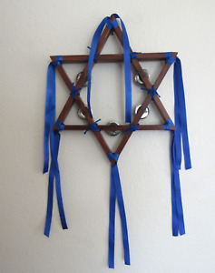 Star Of David Tambourine 6-Pointed Jewish Praise Instrument 5 Sets Of Jingles