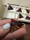 Two (2) Vintage Swarovski Crystals Triangle Volcano Beads 30mm 6209 Austria