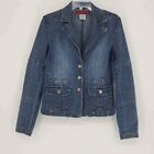 YMI Womens Vintage 90s Blazer Style Stretch Med Wash Blue Jean Jacket Medium